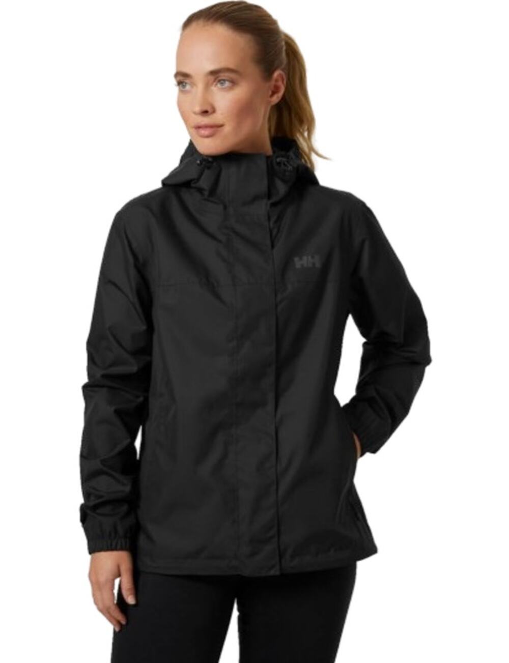 HELLY HANSEN Women's Vancouver Rain Jacket Medium Black Hooded Waterproof NWT
